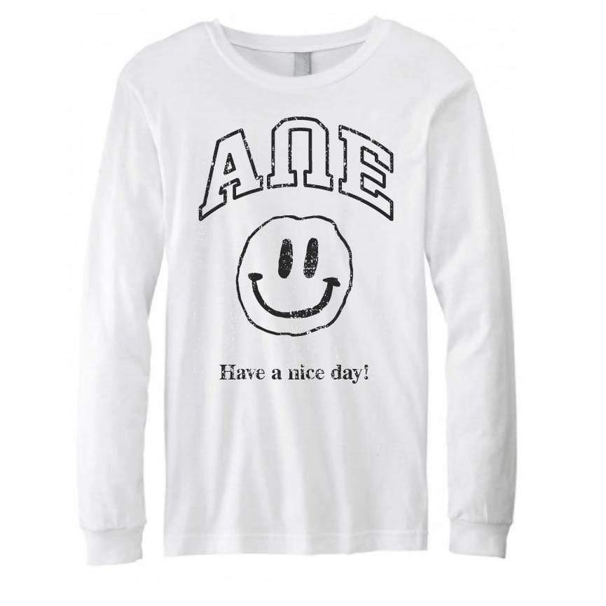 Ali & Ariel Have a Nice Day Long Sleeve in White <br> (sororities A-D)