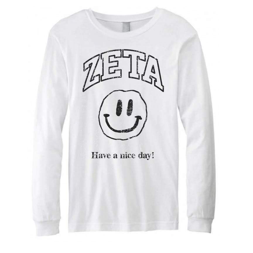 Ali & Ariel Have a Nice Day Long Sleeve in White <br> (sororities G-Z)