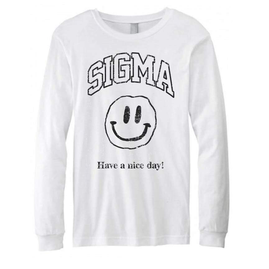 Ali & Ariel Have a Nice Day Long Sleeve in White <br> (sororities G-Z)