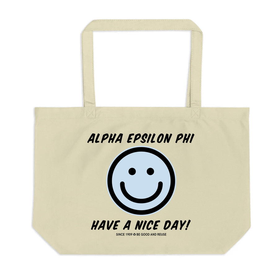 Ali & Ariel Have A Nice Day Tote <br> (available for all organizations!) Alpha Epsilon Phi