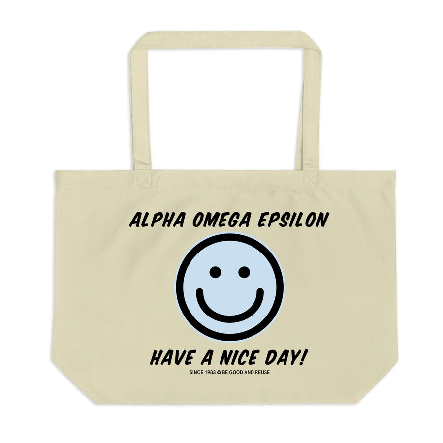 Ali & Ariel Have A Nice Day Tote <br> (available for all organizations!) Alpha Omega Epsilon