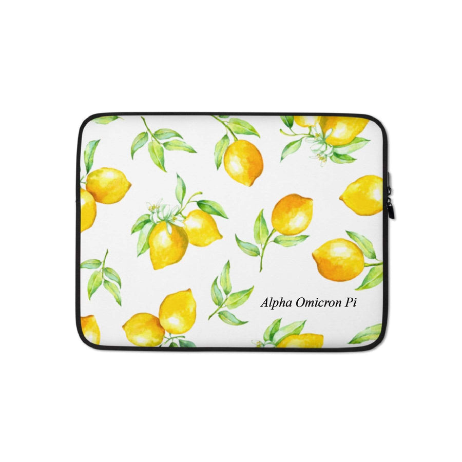 Ali & Ariel Lemon Laptop Sleeve <br> (available for multiple organizations!) Alpha Omicron Pi / 13