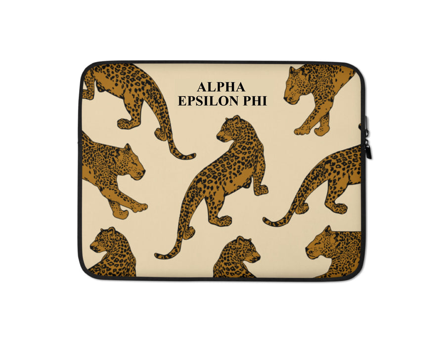 Ali & Ariel Leopard Laptop Sleeve <br> (available for multiple organizations!) Alpha Epsilon Phi / 13