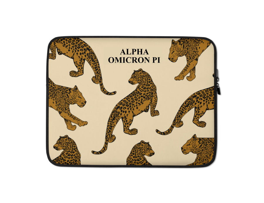 Ali & Ariel Leopard Laptop Sleeve <br> (available for multiple organizations!) Alpha Omicron Pi / 13