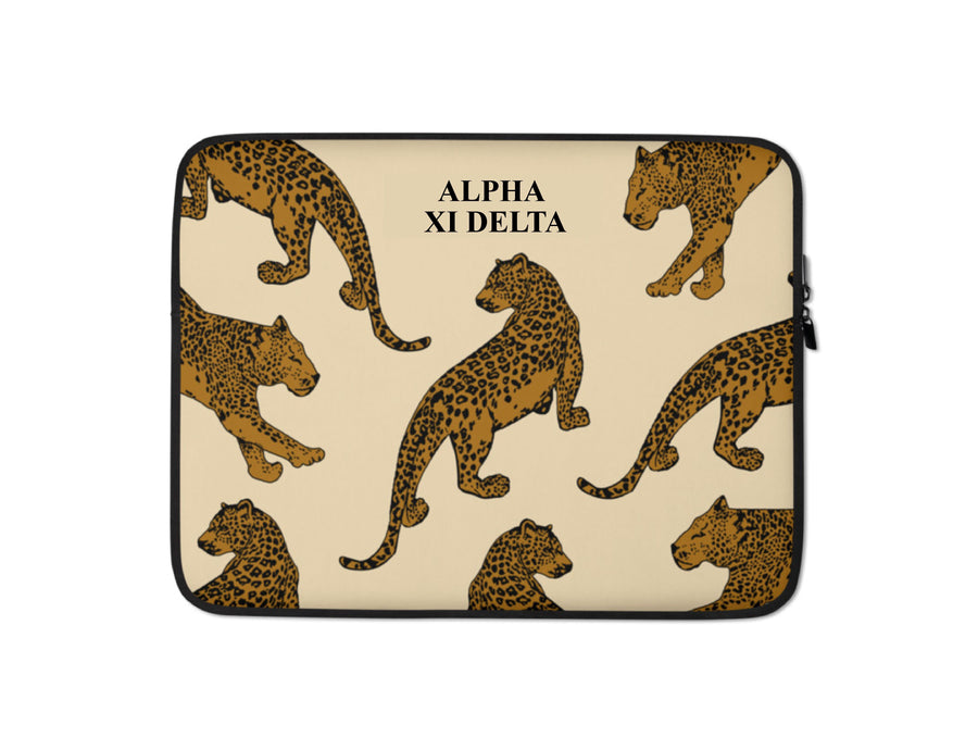 Ali & Ariel Leopard Laptop Sleeve <br> (available for multiple organizations!) Alpha Xi Delta / 13