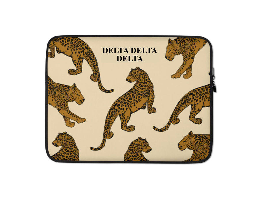 Ali & Ariel Leopard Laptop Sleeve <br> (available for multiple organizations!) Delta Delta Delta / 13
