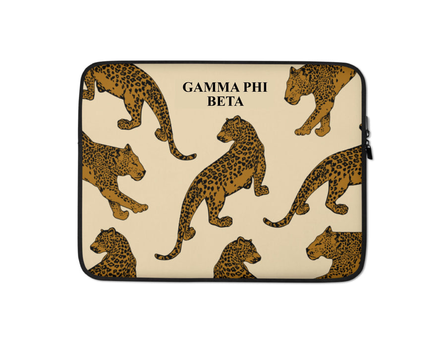 Ali & Ariel Leopard Laptop Sleeve <br> (available for multiple organizations!) Gamma Phi Beta / 13