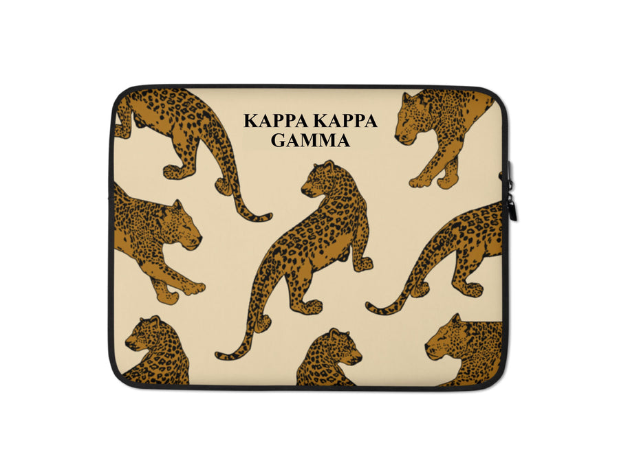 Ali & Ariel Leopard Laptop Sleeve <br> (available for multiple organizations!) Kappa Kappa Gamma / 13