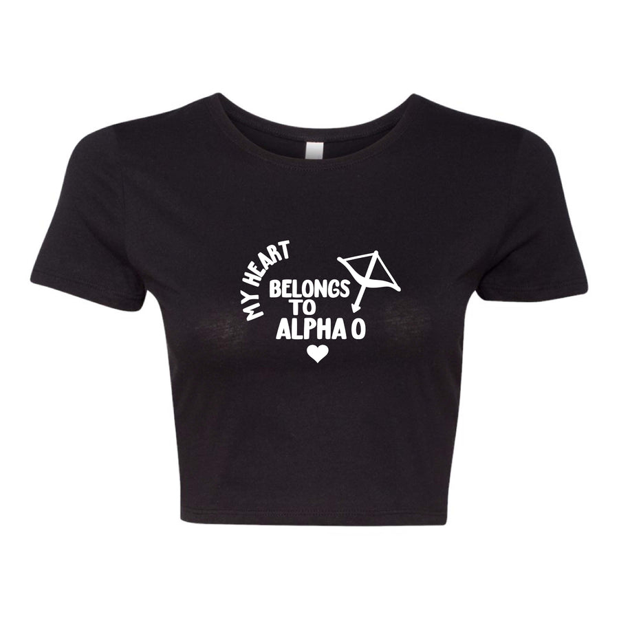 Ali & Ariel My Heart Cropped Tee (available for some orgs) Alpha Omicron Pi / XS/S