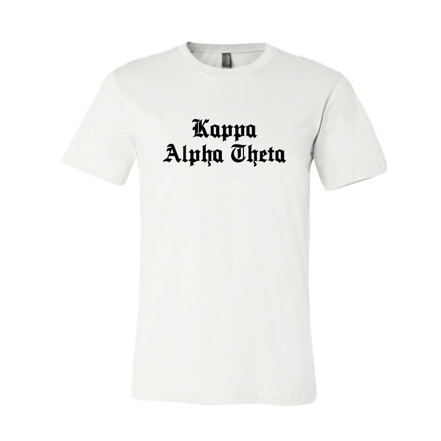 Ali & Ariel Old English Text Tee <br> (available for all organizations!) Kappa Alpha Theta / Small