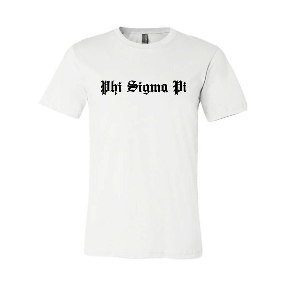 Ali & Ariel Old English Text Tee <br> (available for all organizations!) Phi Sigma Pi / Small