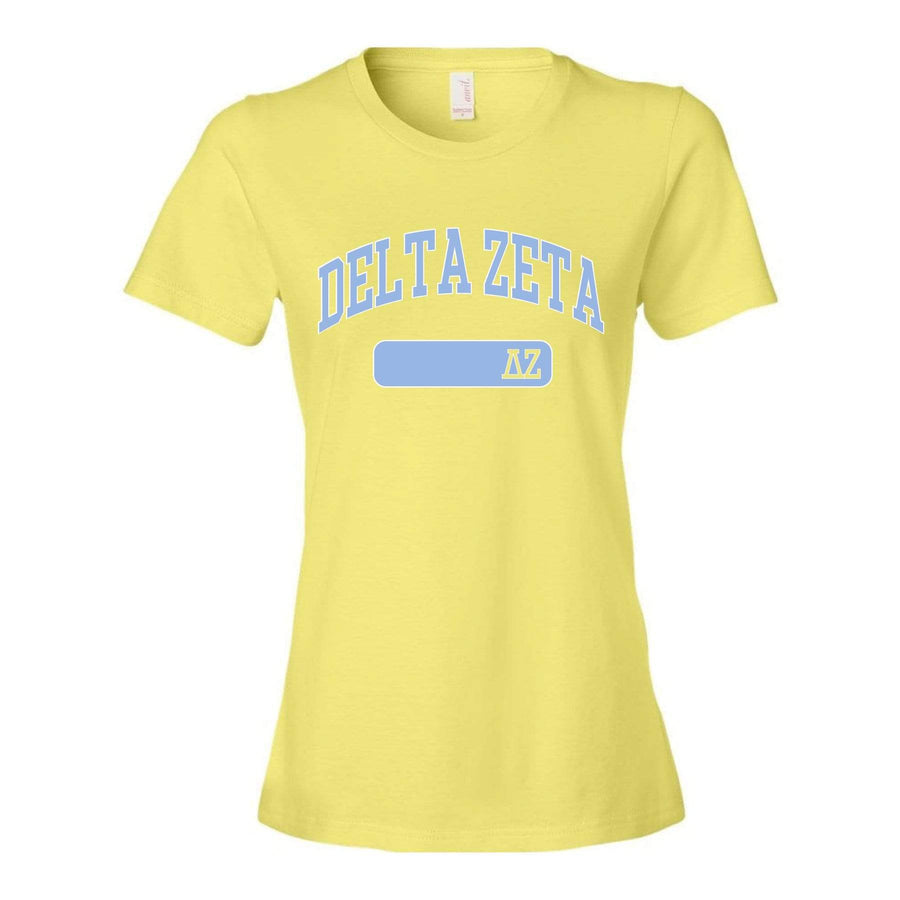 Ali & Ariel Pastel Yellow Varsity Tee <br> (sororities A-D)