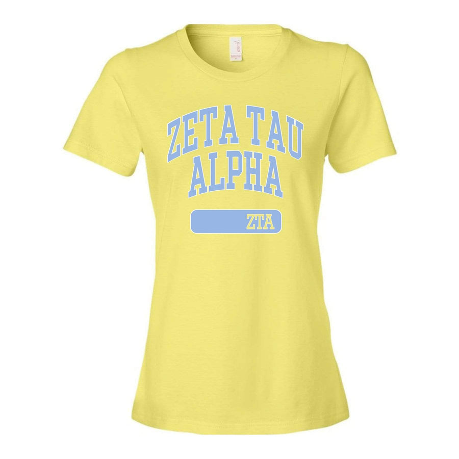Ali & Ariel Pastel Yellow Varsity Tee <br> (sororities G-Z)