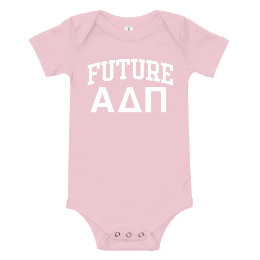 Ali & Ariel Pink Baby Onesie <br> (sororities A-D) Alpha Delta Pi / 3-6 Months