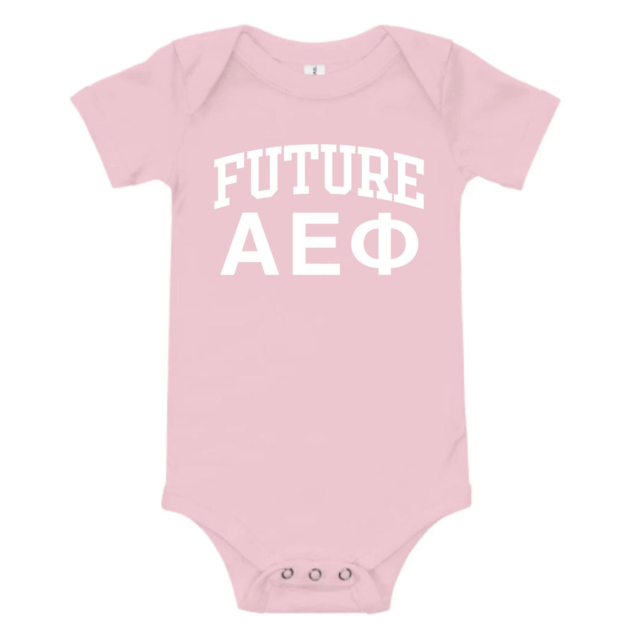 Ali & Ariel Pink Baby Onesie <br> (sororities A-D) Alpha Epsilon Phi / 3-6 Months