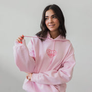 Ali & Ariel Pink on Pink Embroidered Heart Hoodie <br> (sororities G-Z)