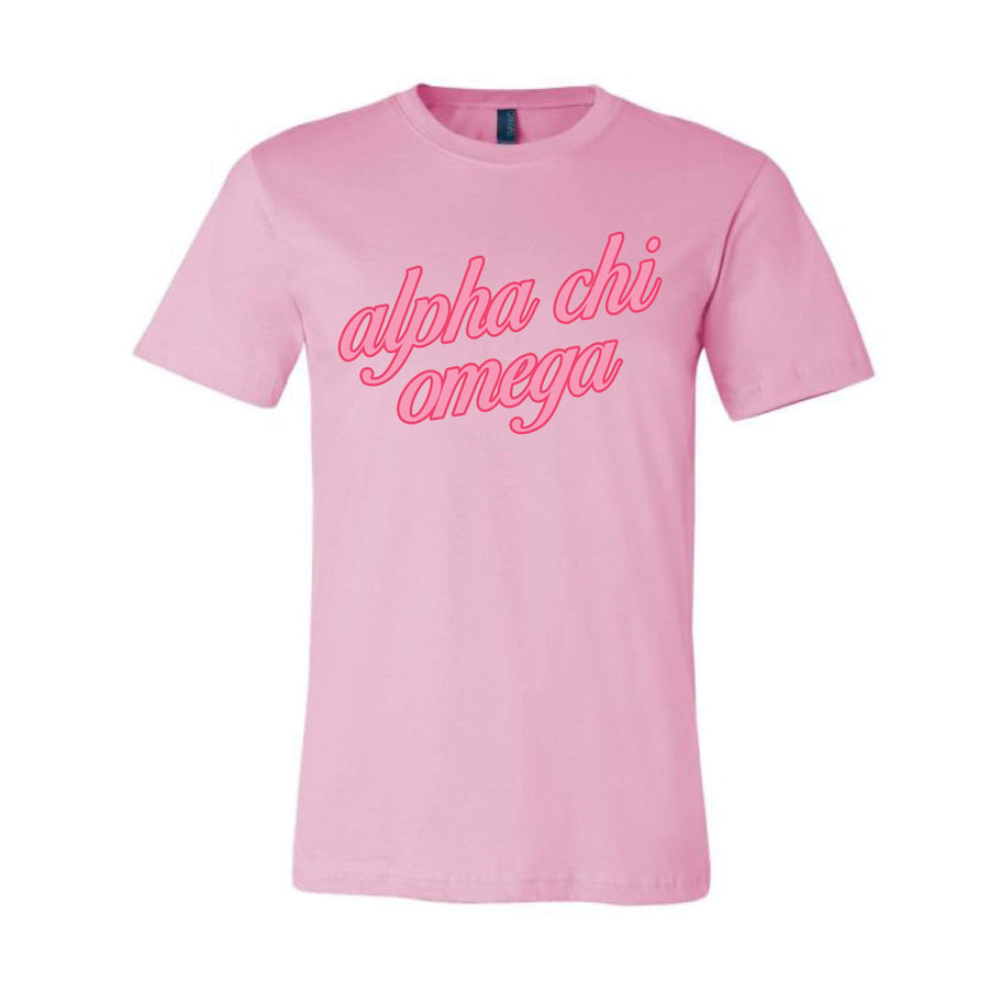 Ali & Ariel Pink on Pink Tee <br> (sororities A-D) Alpha Chi Omega / Small