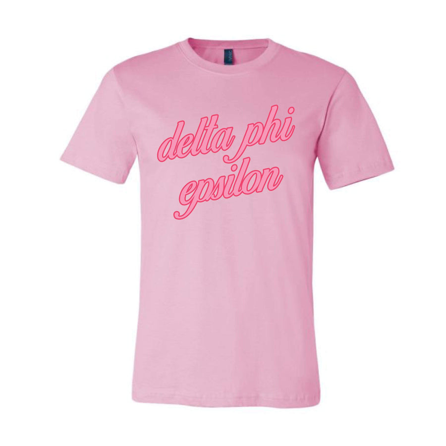 Ali & Ariel Pink on Pink Tee <br> (sororities A-D) Delta Phi Epsilon / Small