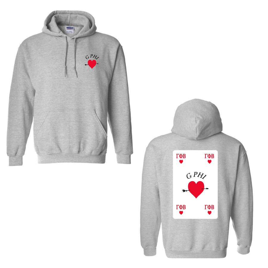 Ali & Ariel Playing Card Hoodie <br> (sororities G-Z) Gamma Phi Beta / Medium