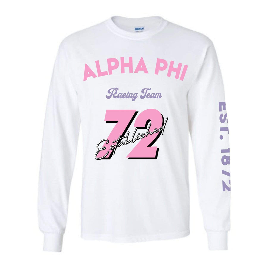 Racing Team White Long Sleeve Tee <br> (sororities A-D)
