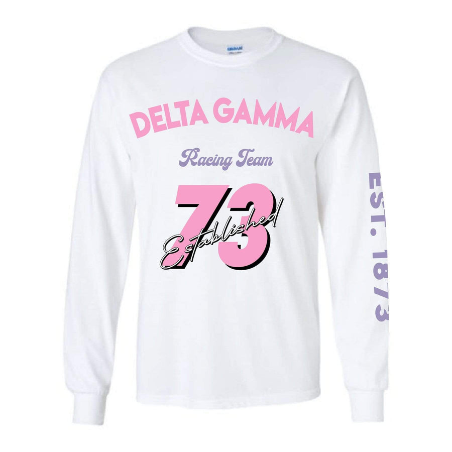 Racing Team White Long Sleeve Tee <br> (sororities A-D)