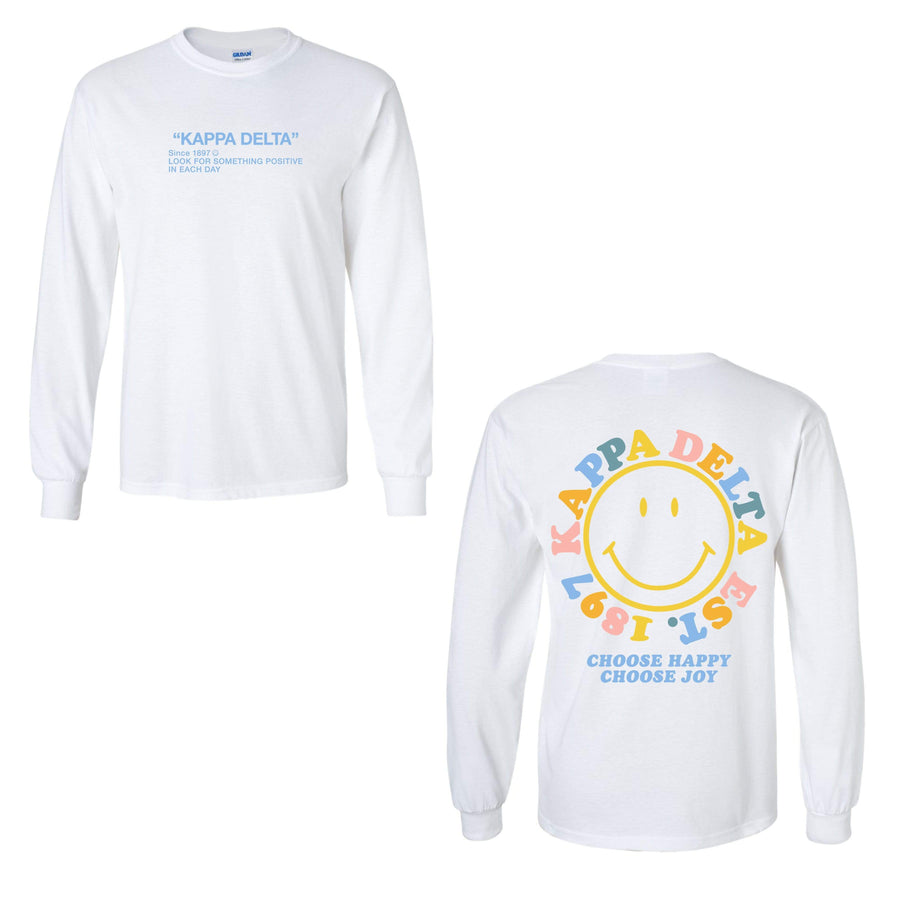 Ali & Ariel Rainbow Smiley Long Sleeve <br> (sororities G-Z) Kappa Delta / Small