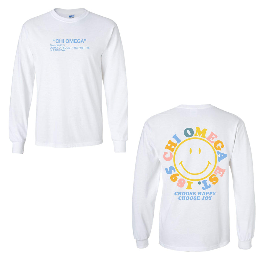 Ali & Ariel Rainbow Smiley Long Sleeve Tee <br> (sororities A-D)