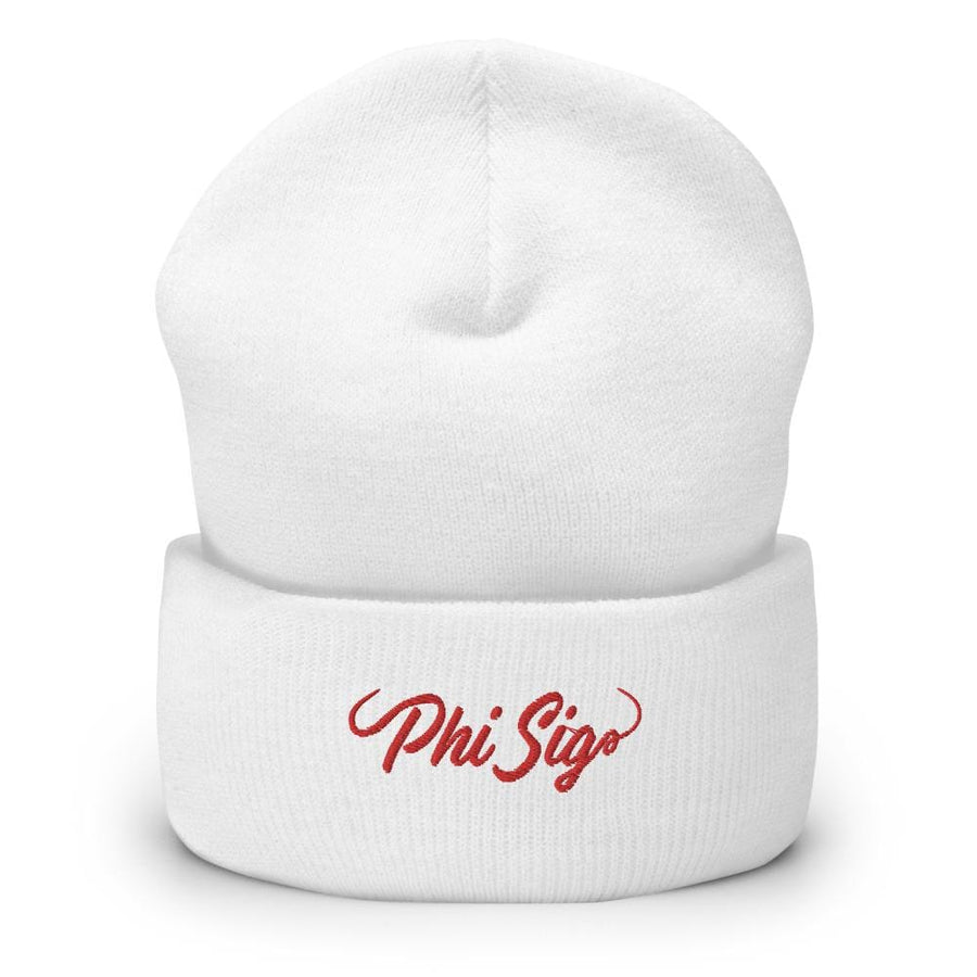 Ali & Ariel Red Cursive Embroidered Beanie <br> (available for all sororities)