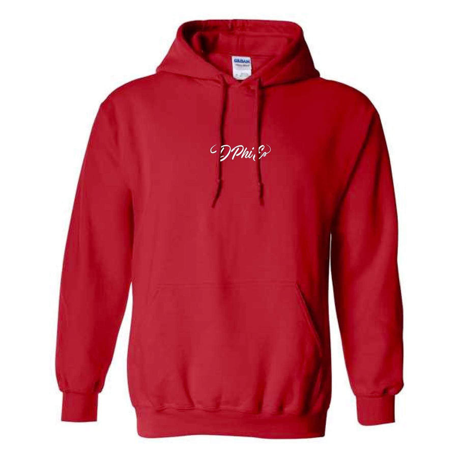 Ali & Ariel Red Cursive Embroidered Hoodie <br> (sororities A-D)