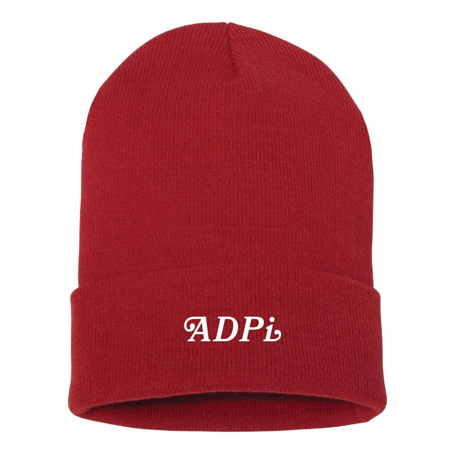 Ali & Ariel Red Embroidered Beanie <br> (available for all sororities) Alpha Delta Pi