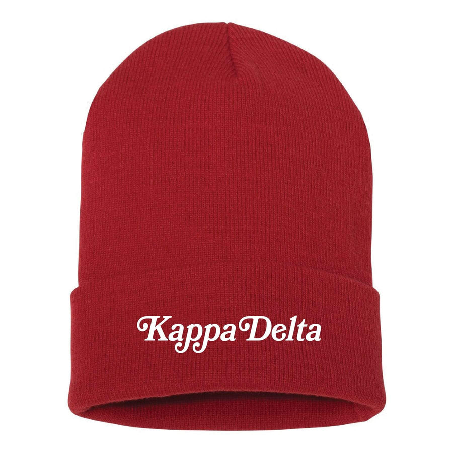 Ali & Ariel Red Embroidered Beanie <br> (available for all sororities) Kappa Delta