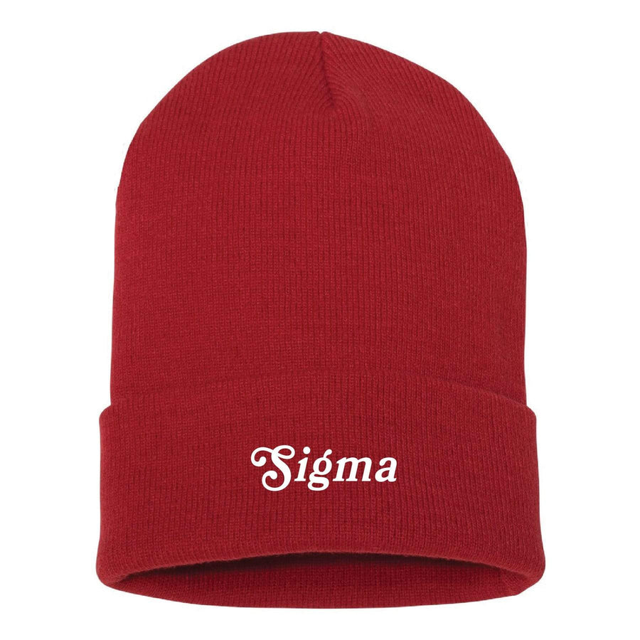 Ali & Ariel Red Embroidered Beanie <br> (available for all sororities) Sigma Sigma Sigma