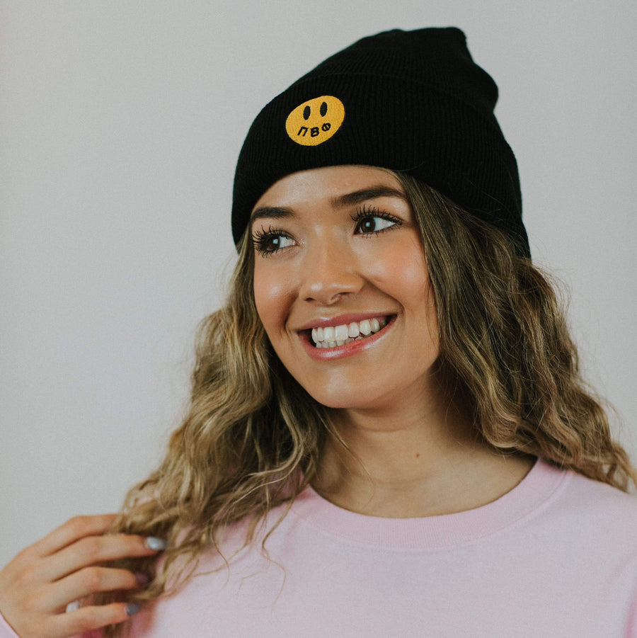 Ali & Ariel Smiley Beanie <br> (available for multiple sororities!)