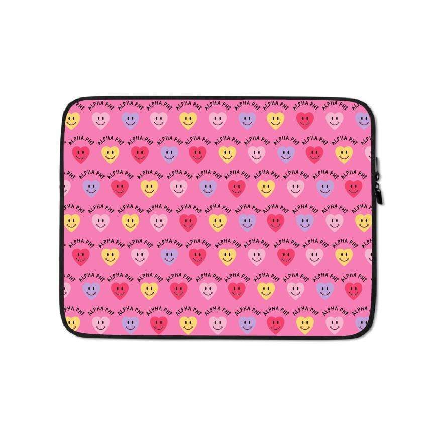 Ali & Ariel Smiley Heart Laptop Sleeve<br> (available for all sororities) Alpha Phi / 13