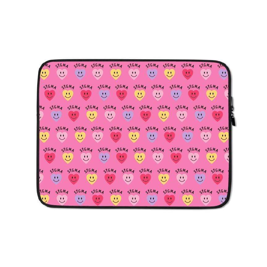 Ali & Ariel Smiley Heart Laptop Sleeve<br> (available for all sororities) Sigma Sigma Sigma / 13