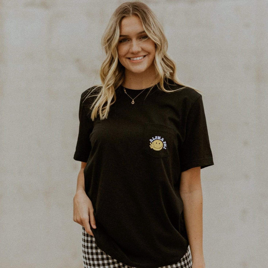 Ali & Ariel Smiley Pocket Tee <br> (sororities G-Z)