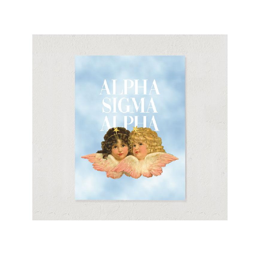 Ali & Ariel Vintage Angel Art Print Alpha Sigma Alpha / 12x16