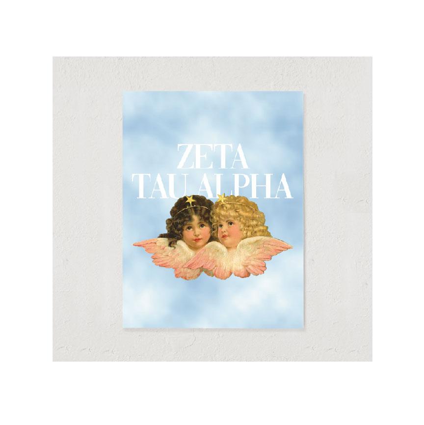 Ali & Ariel Vintage Angel Art Print Zeta Tau Alpha / 12x16
