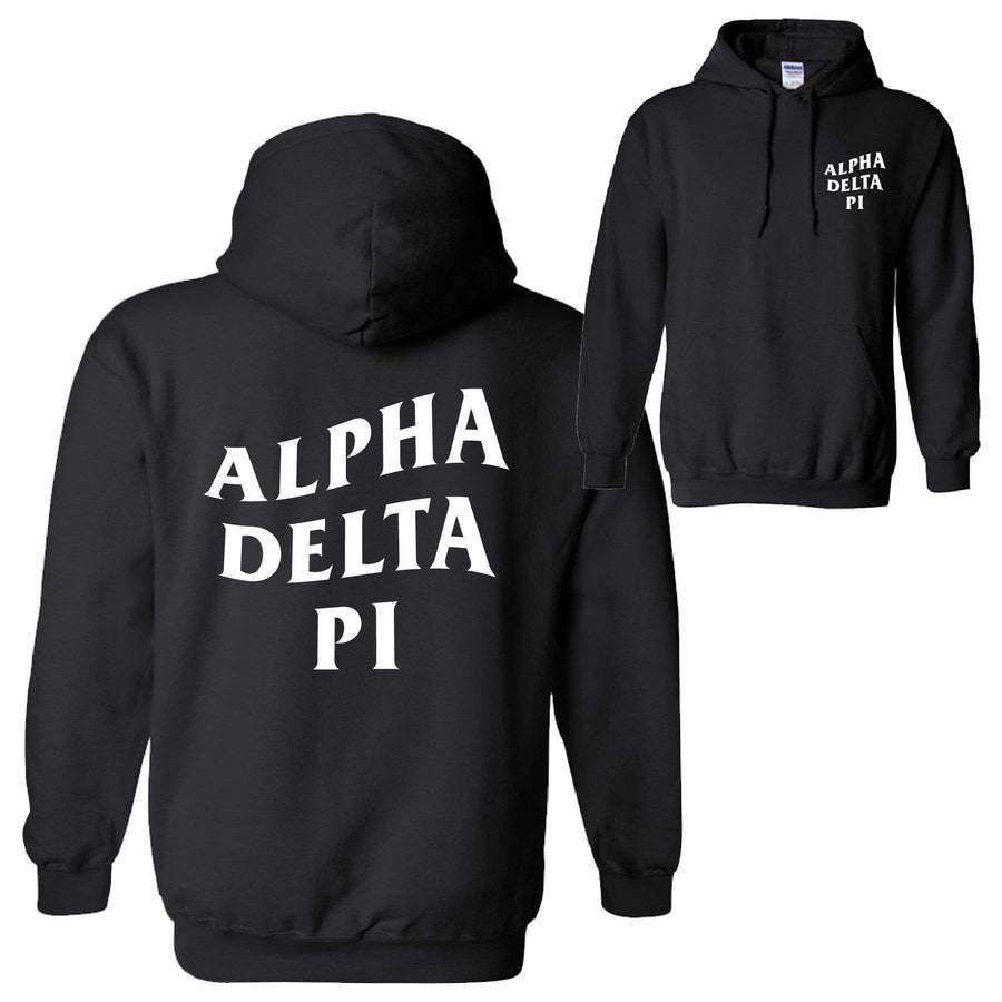 Ali & Ariel Warped Hoodie <br> (available for multiple organizations!) Alpha Delta Pi / Small