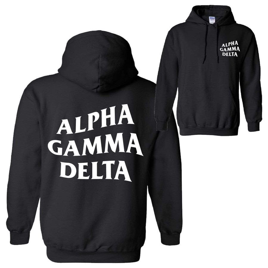 Ali & Ariel Warped Hoodie <br> (available for multiple organizations!) Alpha Gamma Delta / Small