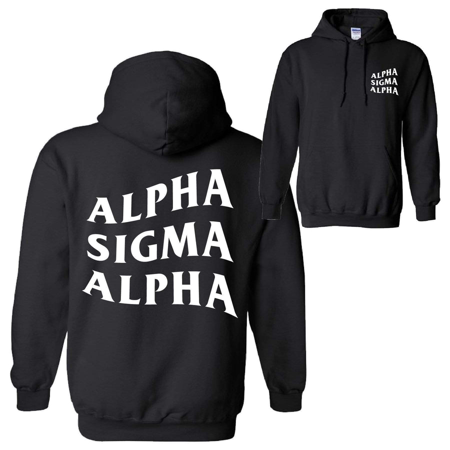 Ali & Ariel Warped Hoodie <br> (available for multiple organizations!) Alpha Sigma Alpha / Small