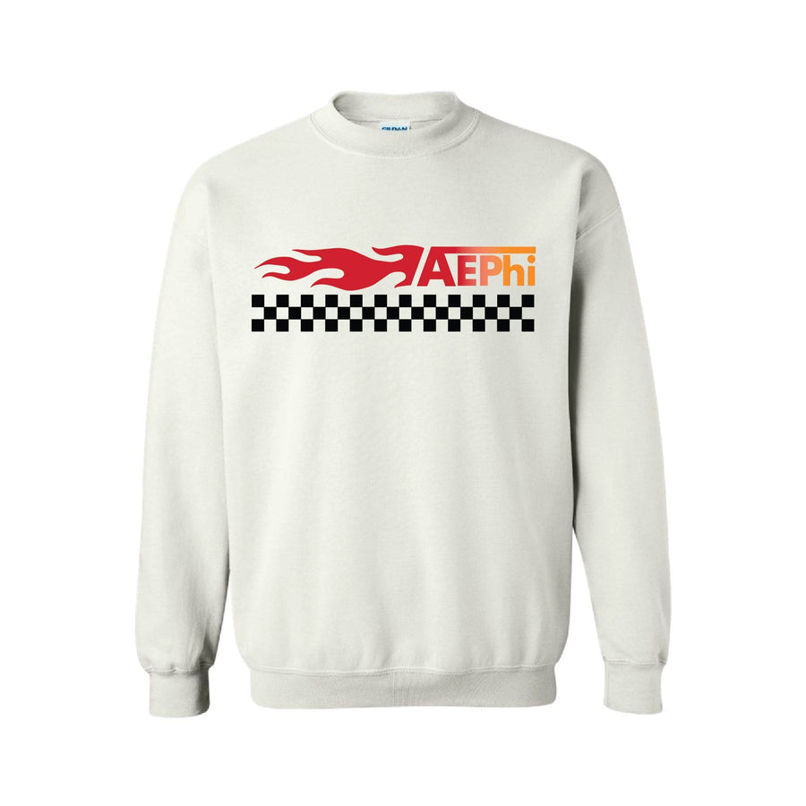White Checkered Flame Crewneck