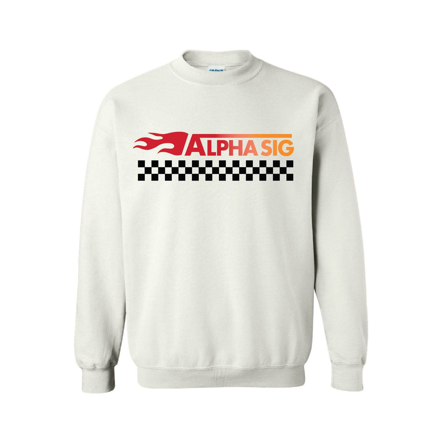 White Checkered Flame Crewneck