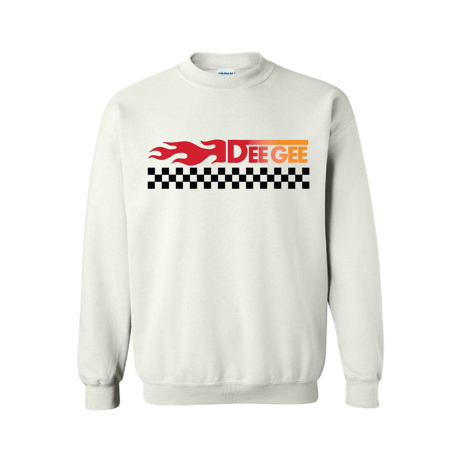White Checkered Flame Crewneck