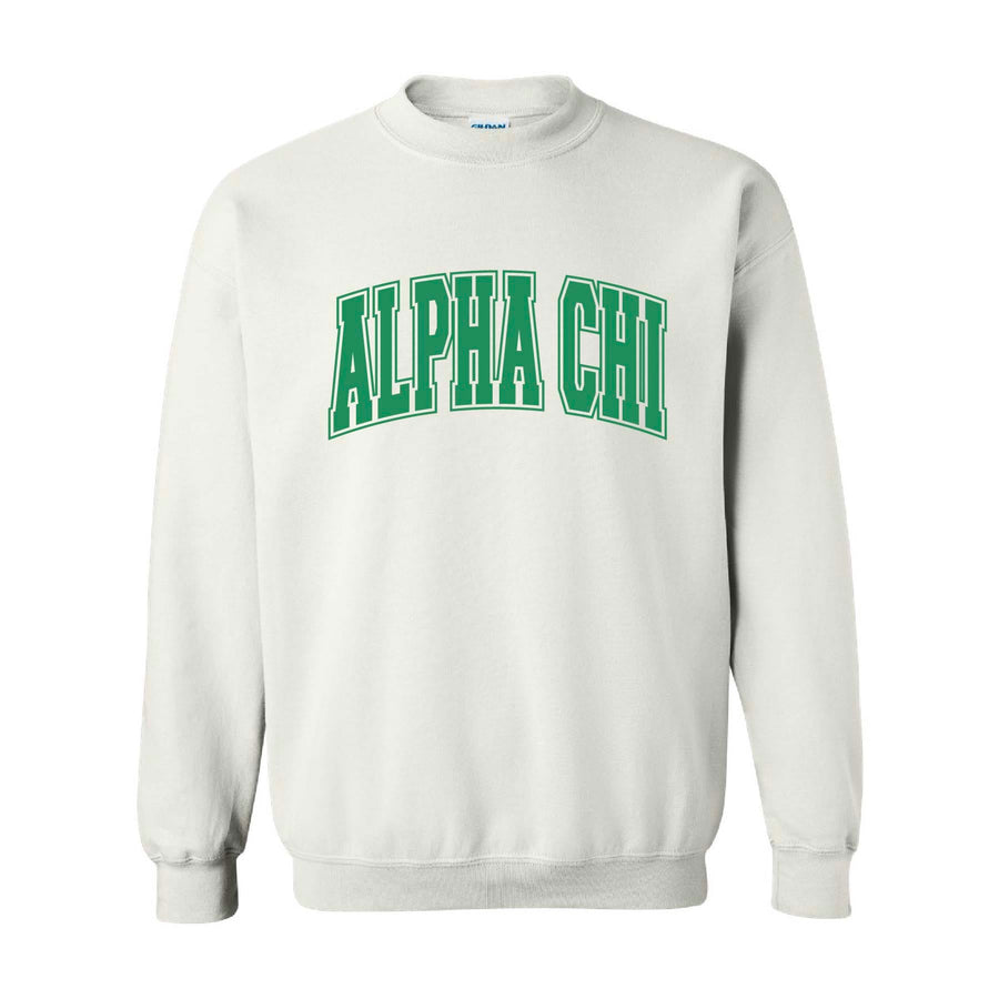 Ali & Ariel White Collegiate Fleece <br> (sororities A-D) Alpha Chi Omega / Small
