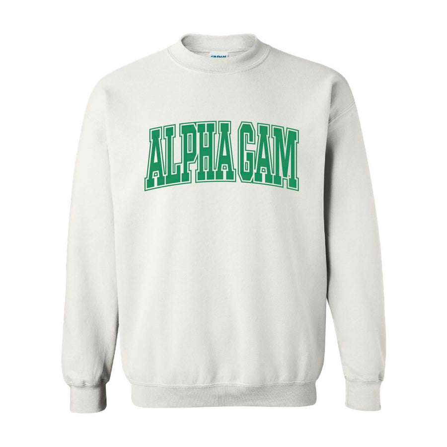 Ali & Ariel White Collegiate Fleece <br> (sororities A-D) Alpha Gamma Delta / Small
