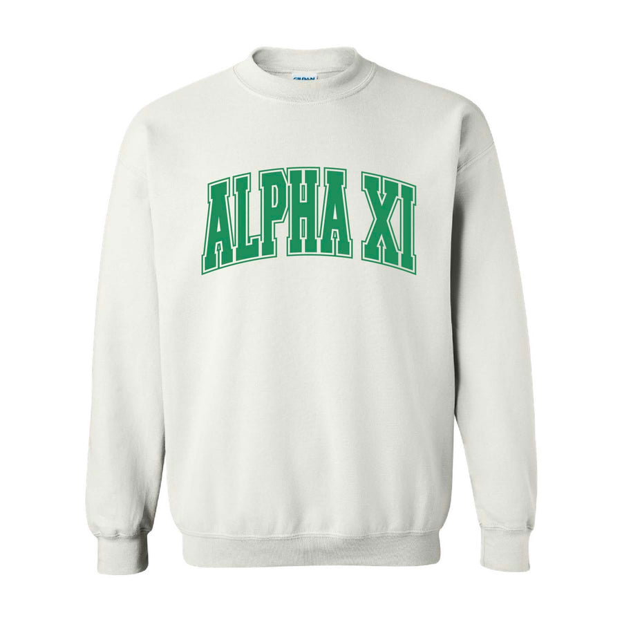 Ali & Ariel White Collegiate Fleece <br> (sororities A-D) Alpha Xi Delta / Small
