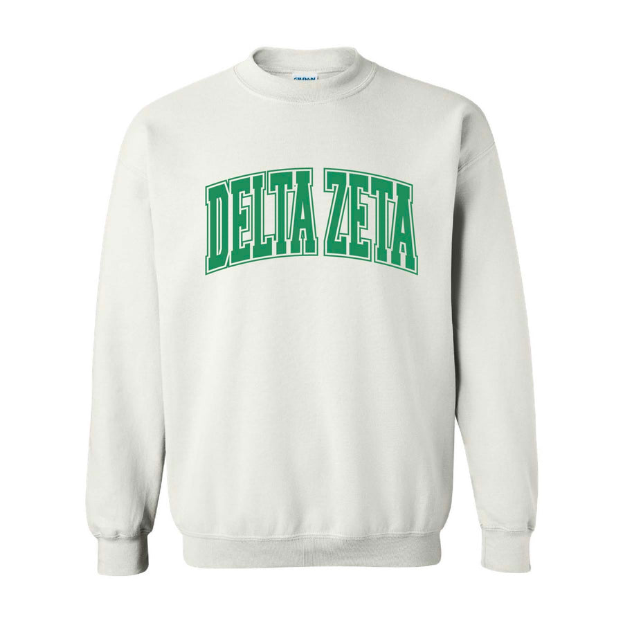 Ali & Ariel White Collegiate Fleece <br> (sororities A-D) Delta Zeta / Small