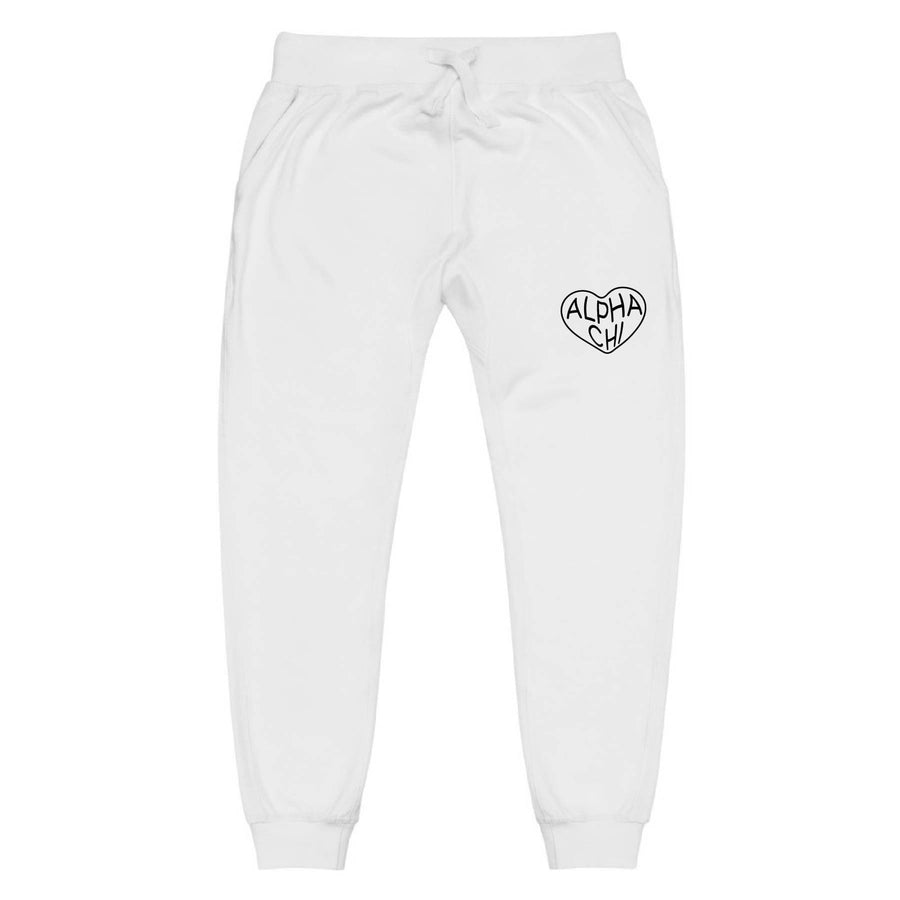 Ali & Ariel White Embroidered Heart Joggers <br> (sororities A-D)