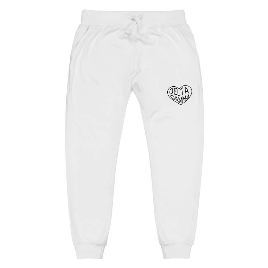 Ali & Ariel White Embroidered Heart Joggers <br> (sororities A-D)